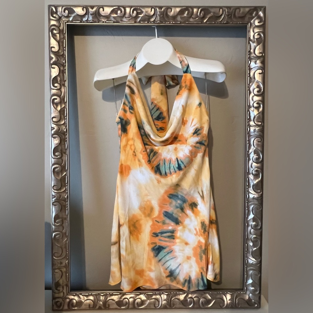 Hello Molly tie-dye halter mini dress